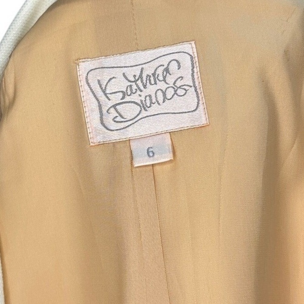 Kathryn Dianos Vintage Linen Blend Cutout Longline Blazer Cream Women's 6 USA - Picture 4 of 6